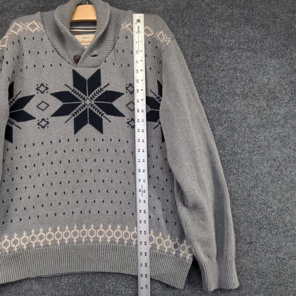 Weatherproof Vintage Men's Pullover Shawl Collar Sweater Gray Large Fair Isle - Picture 13 of 15